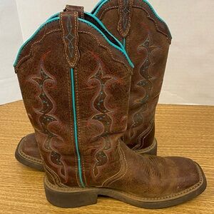 Justin Boots Kids Brown and Blue Western Boots